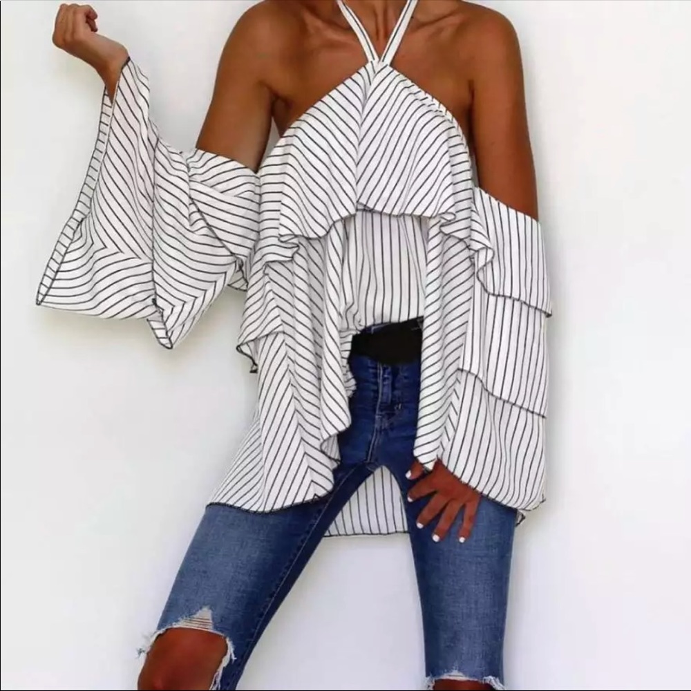 Striped Off The Shoulder Top
